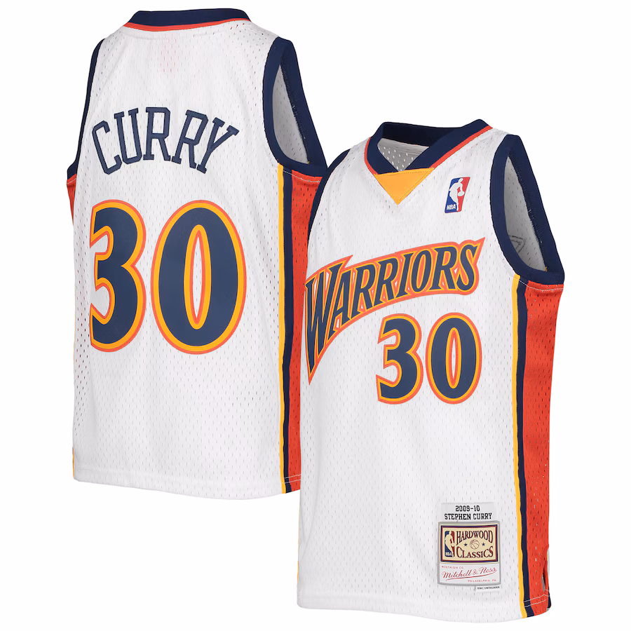 Youth Golden State Warriors Stephen Curry Mitchell & Ness White 2009-10 Hardwood Classics Swingman Jersey - Jersey