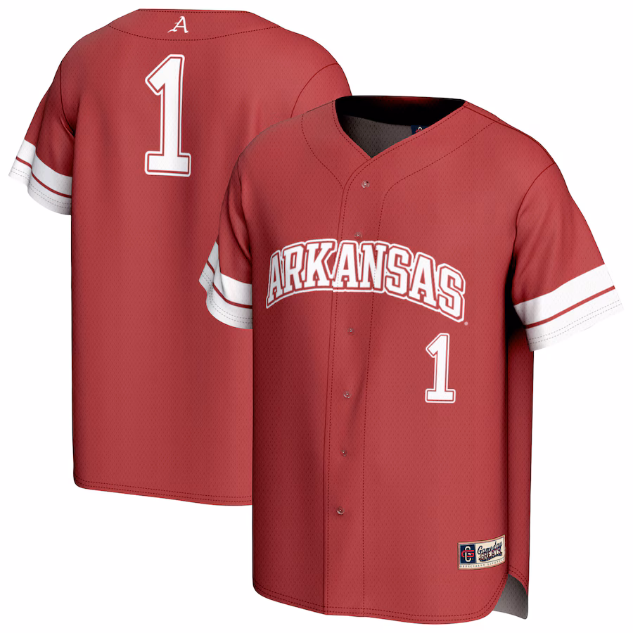 Youth GameDay Greats #1 Cardinal Arkansas Razorbacks Lightweight Collegiate Baseball Fashion Jersey - Jersey