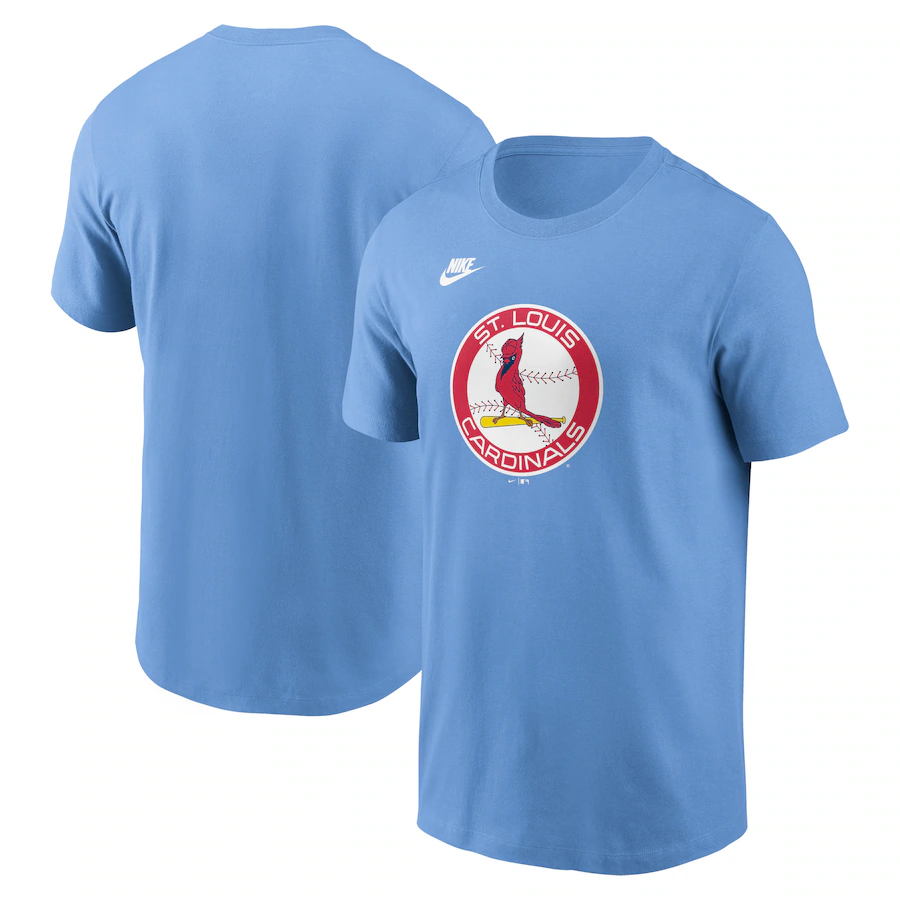 Men's St. Louis Cardinals Nike Light Blue Cooperstown Collection Team Logo T-Shirt - Jersey