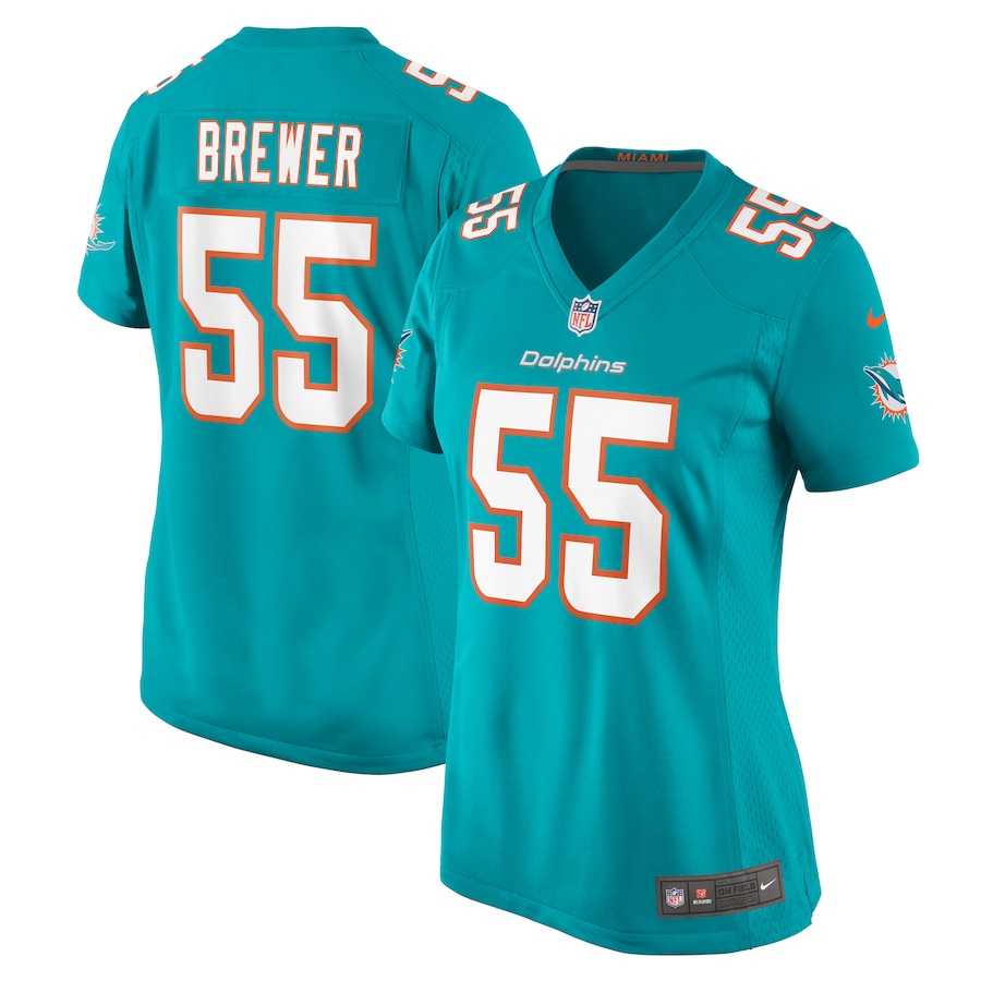 Women's Miami Dolphins Aaron Brewer Nike Aqua Game Jersey - Jersey