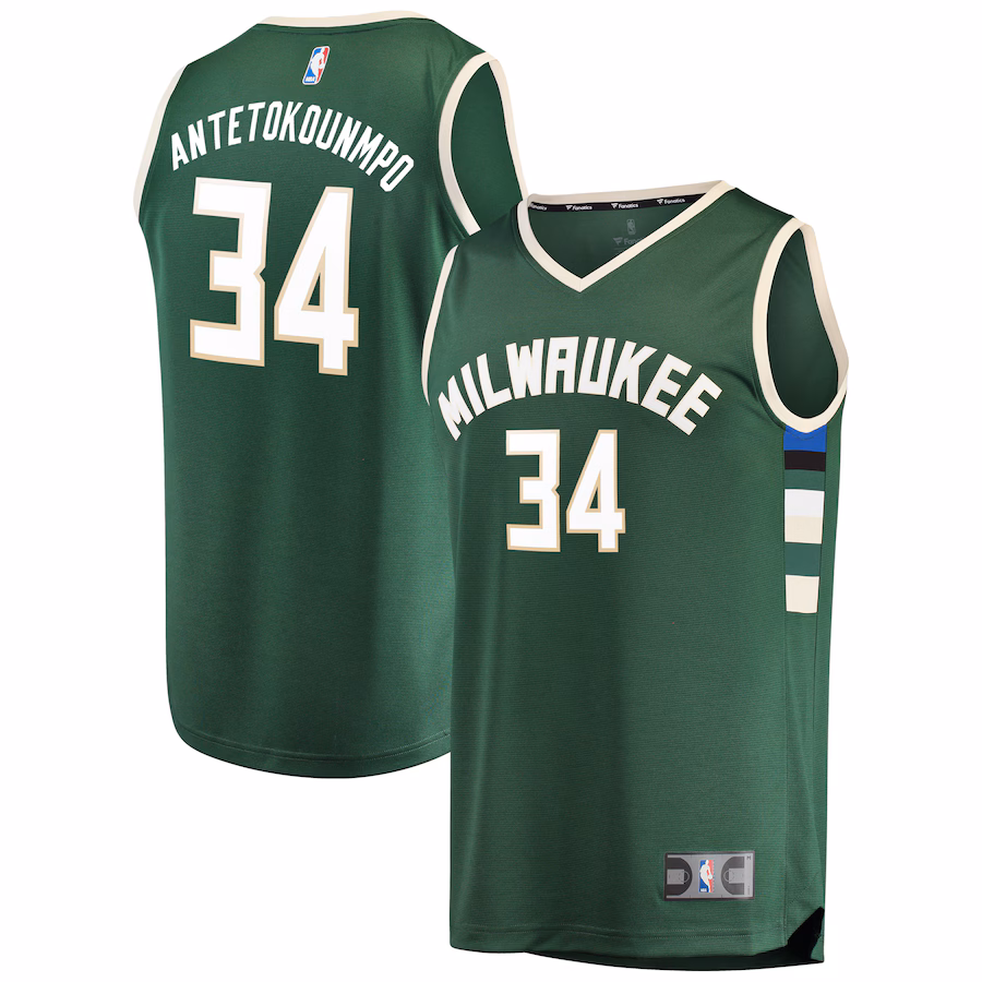 Men's Milwaukee Bucks Giannis Antetokounmpo Fanatics Green Fast Break Replica Jersey - Icon Edition - Jersey