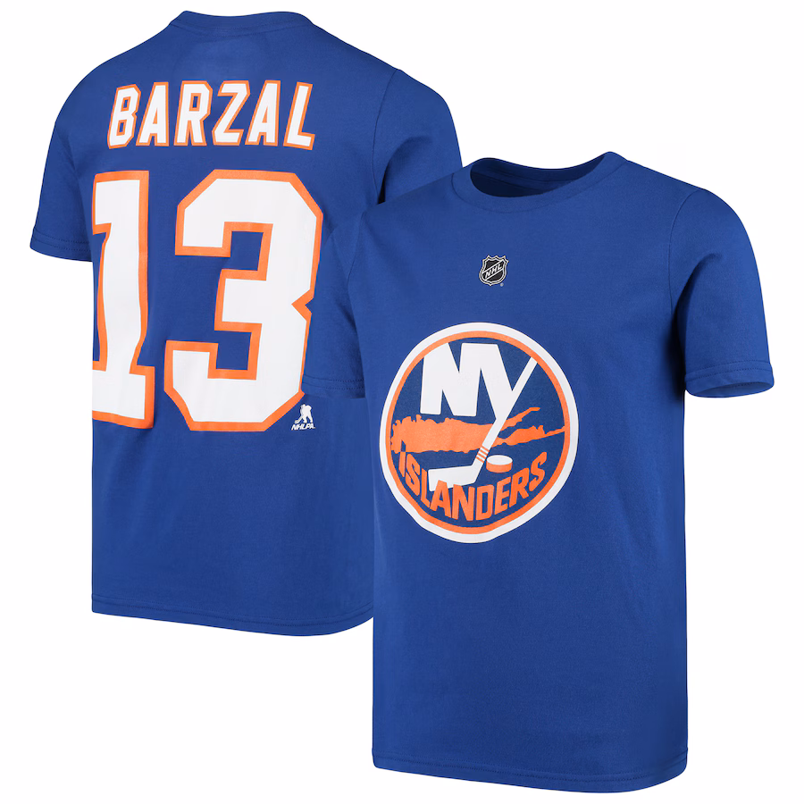Youth New York Islanders Mathew Barzal Royal Player Name & Number T-Shirt - Jersey