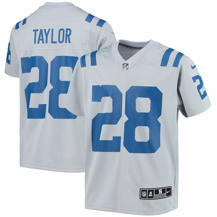 Youth Indianapolis Colts Jonathan Taylor Nike Gray Inverted Team Game Jersey - Jersey