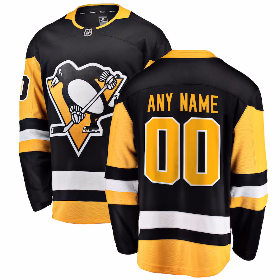 Men's Pittsburgh Penguins Fanatics Black Home Breakaway Custom Jersey - Jersey