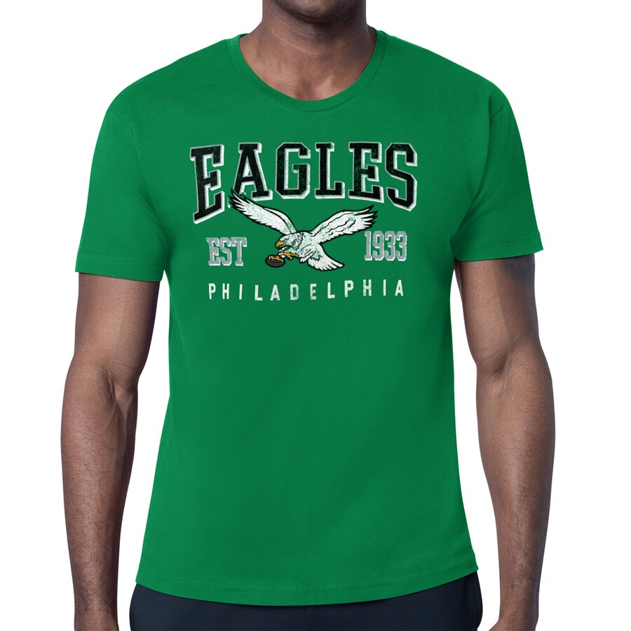 Men's Philadelphia Eagles Starter Kelly Green Distressed Retro Logo T-Shirt - Jersey