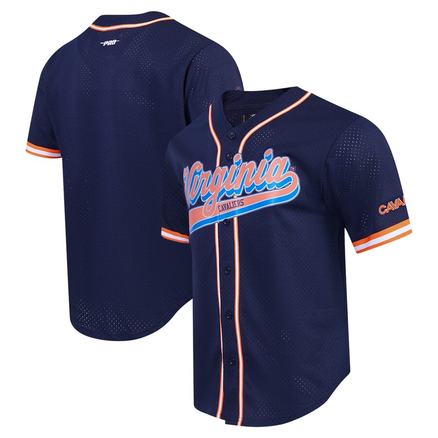 Men's Pro Standard Navy Virginia Cavaliers Mesh Full-Button Replica Baseball Jersey - Jersey
