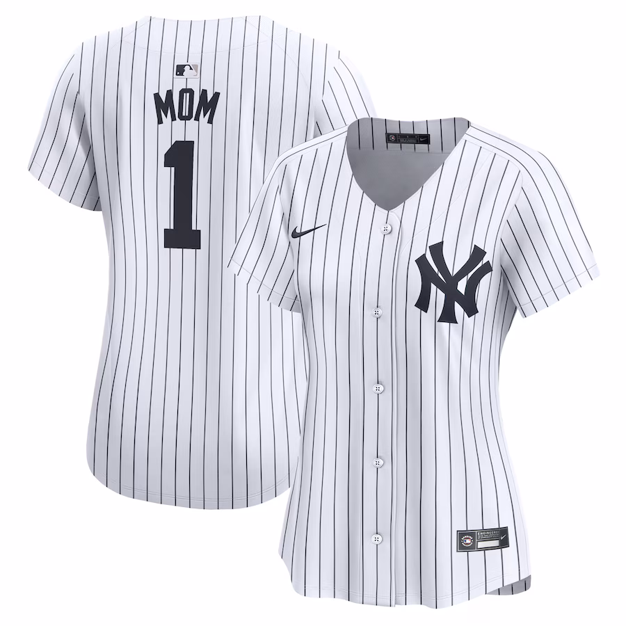 Women's New York Yankees Nike White #1 Mom Home Limited Jersey - Jersey