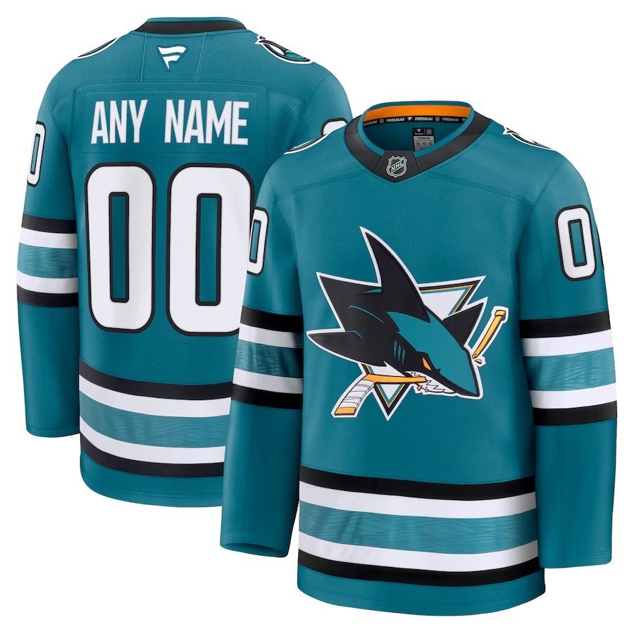 Men's San Jose Sharks Fanatics Teal Home Premium Custom Jersey - Jersey