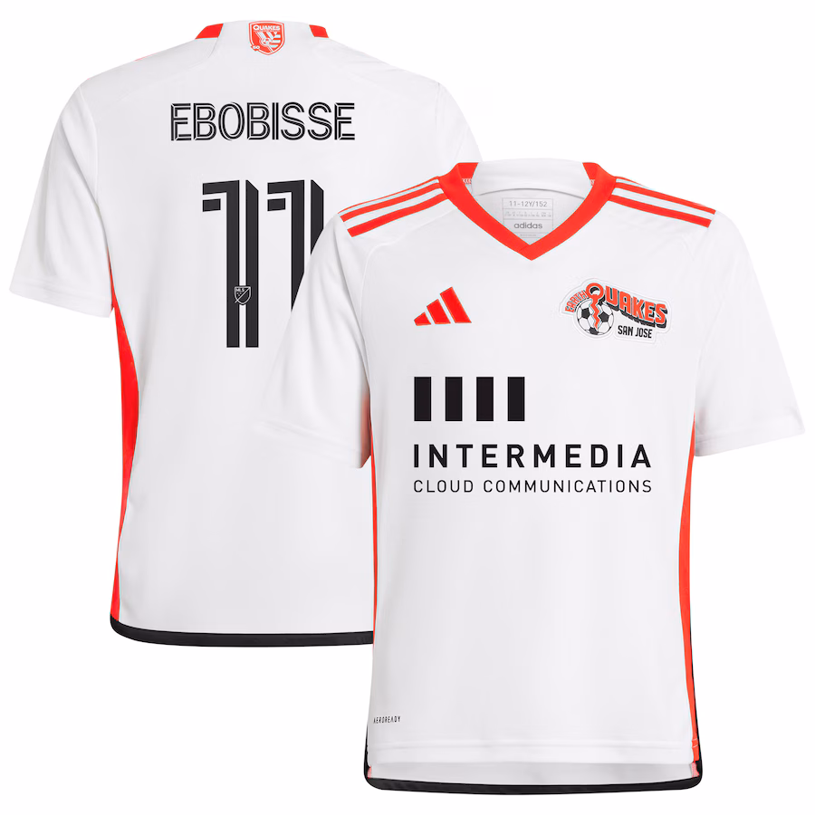 Youth San Jose Earthquakes Jeremy Ebobisse adidas White 2024 The 50 Kit Replica Player Jersey - Jersey
