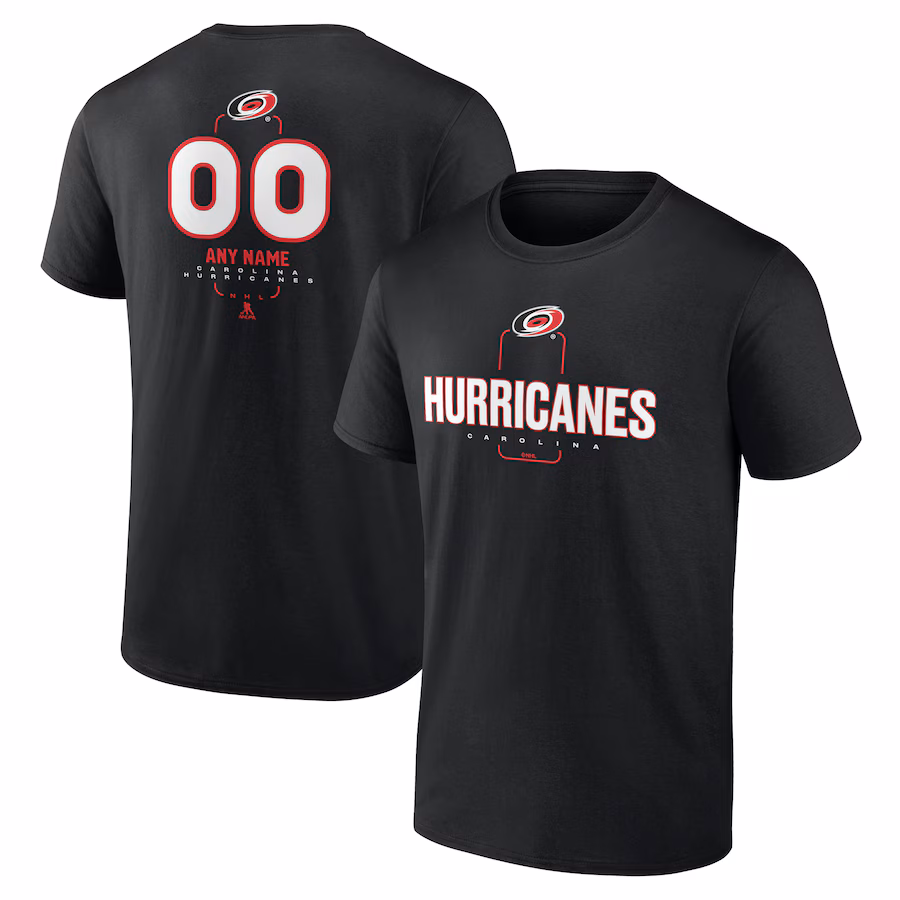 Men's Carolina Hurricanes Black Personalized Name & Number Midfielder T-Shirt - Jersey