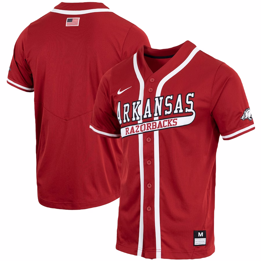 Arkansas Razorbacks Nike Replica Full-Button Baseball Jersey - Cardinal - Jersey
