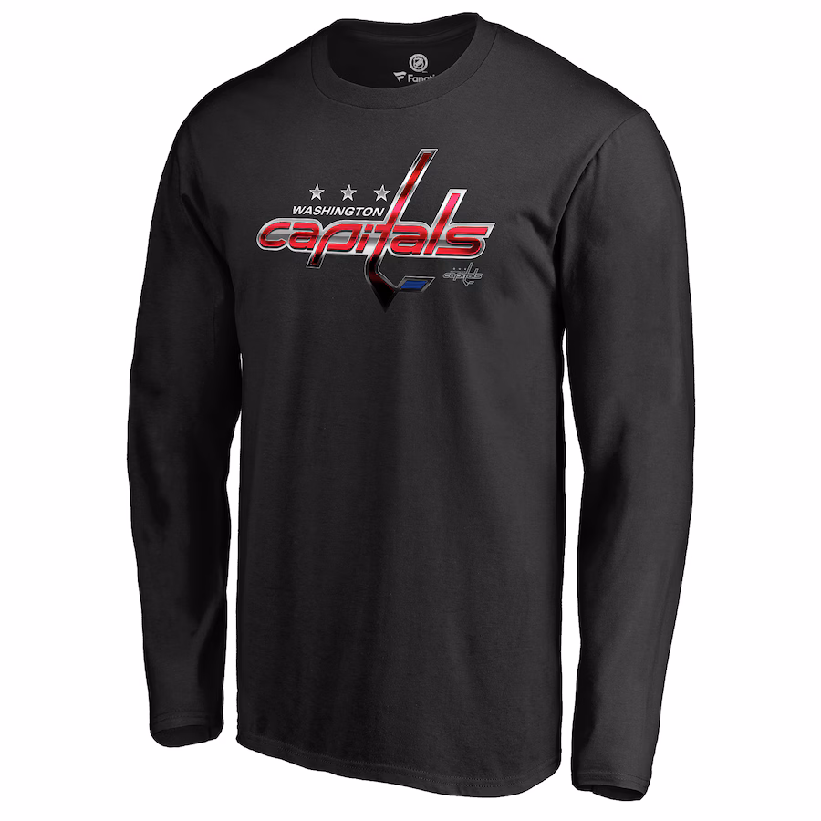 Men's Washington Capitals Black Midnight Mascot Long Sleeve T-Shirt - Jersey