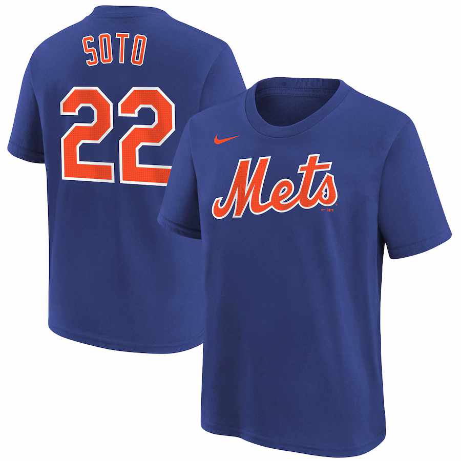 Youth New York Mets Juan Soto Nike Royal Name & Number T-Shirt - Jersey