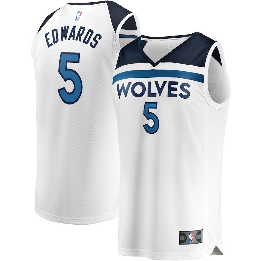 Men's Minnesota Timberwolves Anthony Edwards Fanatics White Fast Break Replica Player Jersey - Association Edition - Jersey