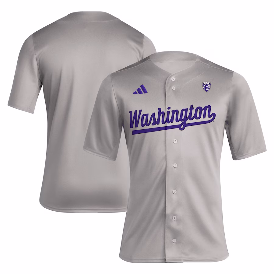 Washington Huskies adidas Replica Baseball Jersey - Gray - Jersey