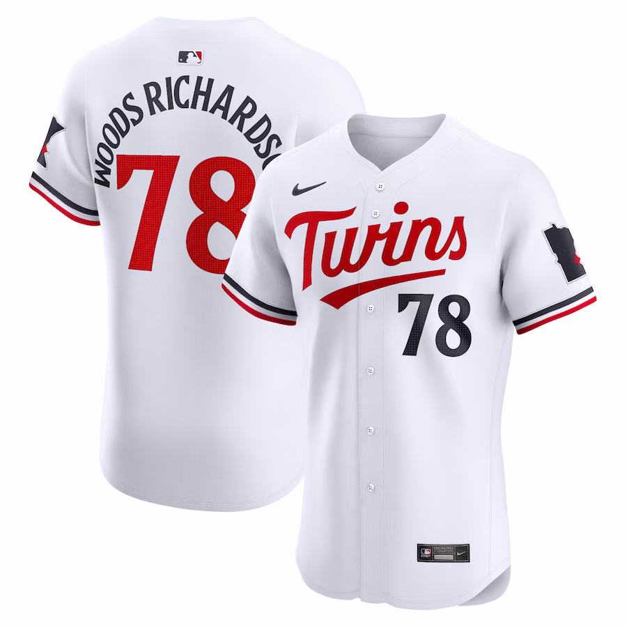 Men's Minnesota Twins Simeon Woods Richardson Nike White Home Elite Player Jersey - Jersey