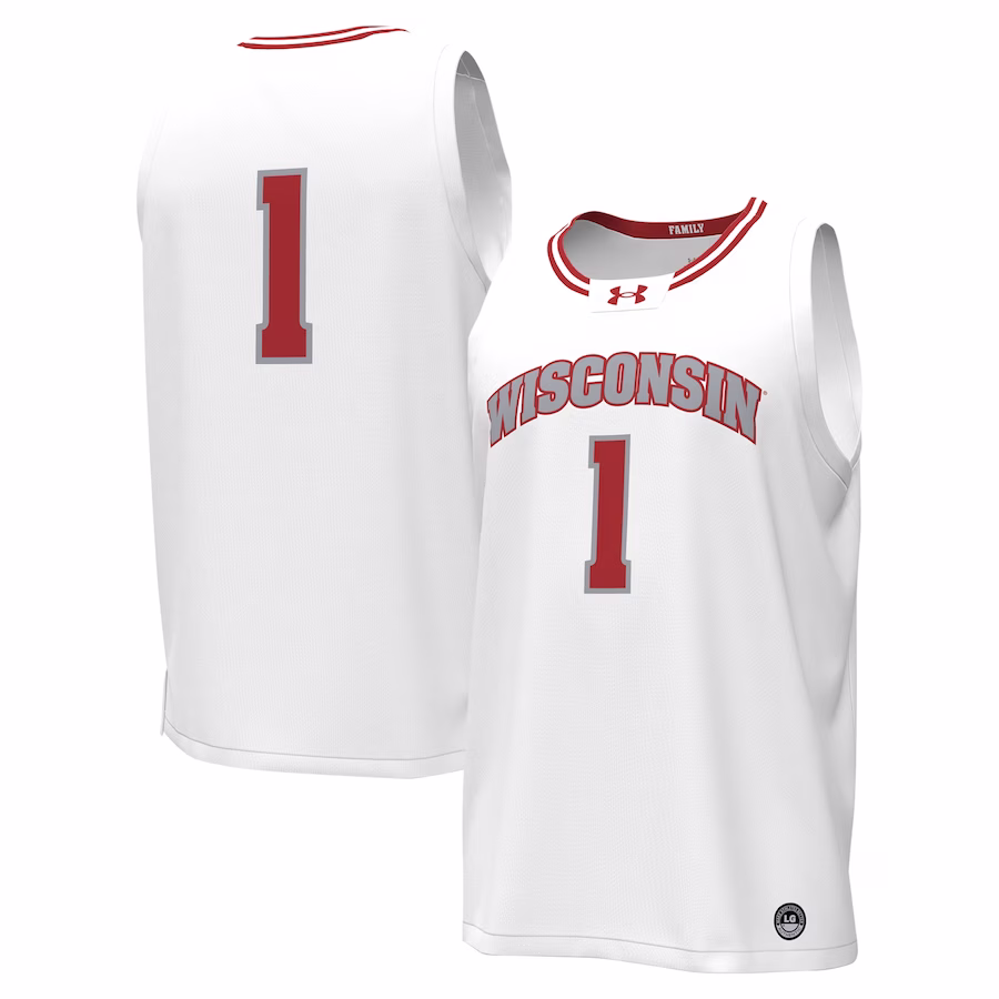 #1 Wisconsin Badgers Under Armour Replica Basketball Jersey - White - Jersey