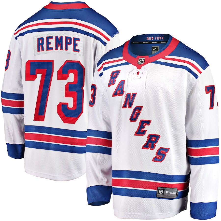 Men's New York Rangers Matt Rempe Fanatics White Away Premier Breakaway Player Jersey - Jersey