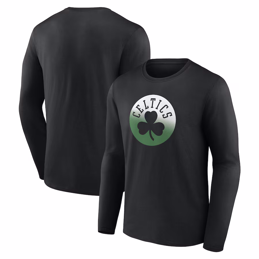 Men's Boston Celtics Black Gradient Logo Long Sleeve T-Shirt - Jersey