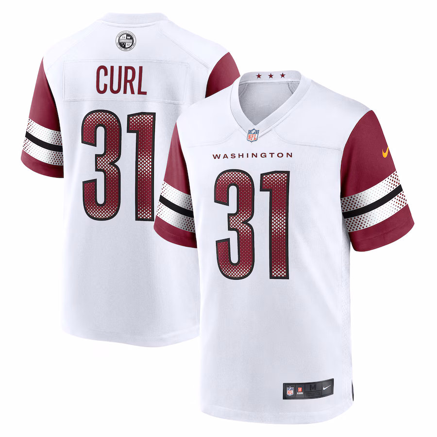 Men's Washington Commanders Kamren Curl Nike White Game Jersey - Jersey