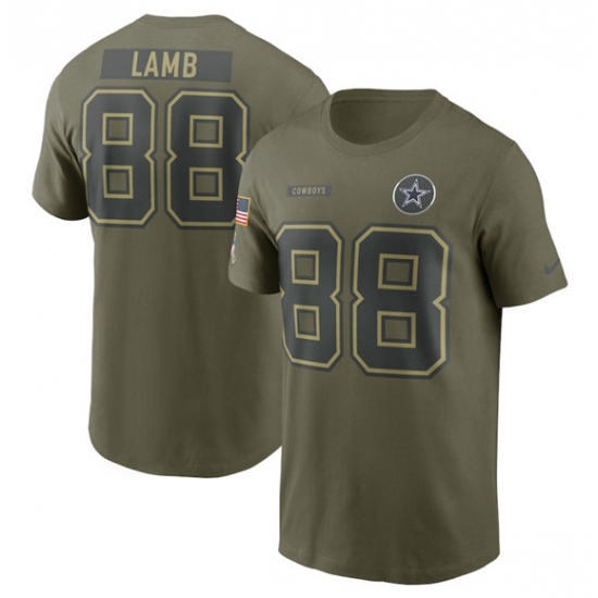 Men's Dallas Cowboys #88 CeeDee Lamb Olive 2025 Salute to Service Name & Number T-Shirt - Jersey