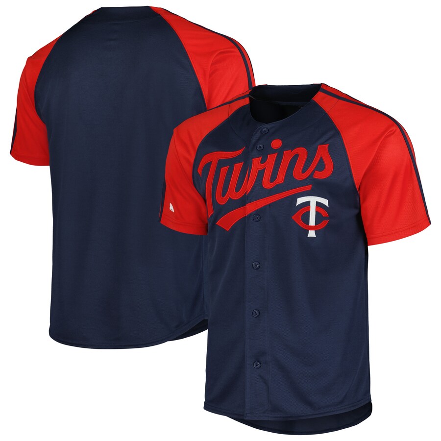 Men's  Minnesota Twins Stitches Navy Team Raglan Jersey - Jersey