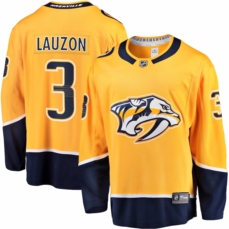 Men's Nashville Predators Jeremy Lauzon Fanatics Gold Home Breakaway Player Jersey - Jersey