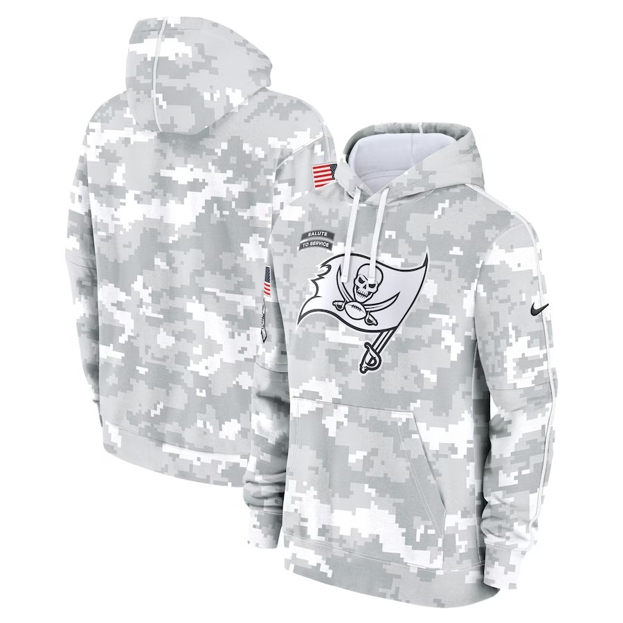 Men's Tampa Bay Buccaneers Nike Arctic Camo 2024 Salute to Service Club Fleece Pullover Hoodie - Jersey