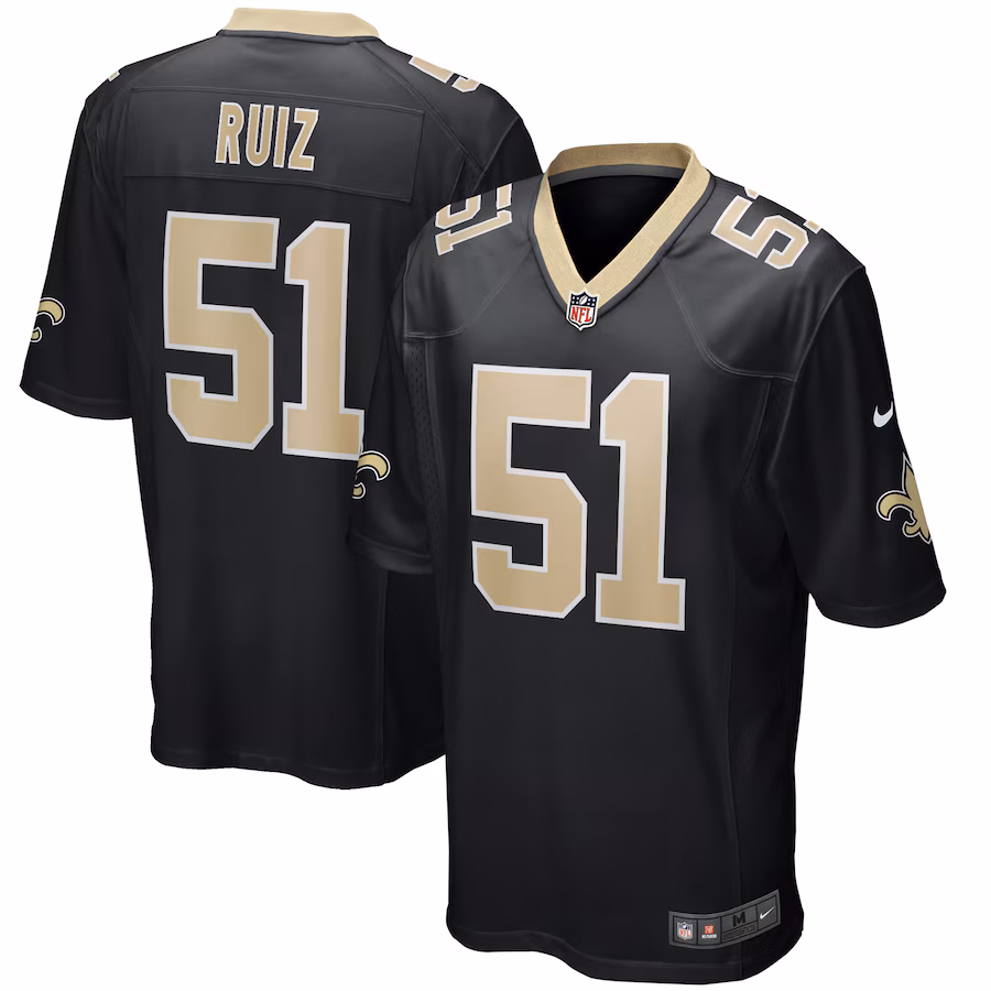Men's New Orleans Saints Cesar Ruiz Nike Black Player Game Jersey - Jersey