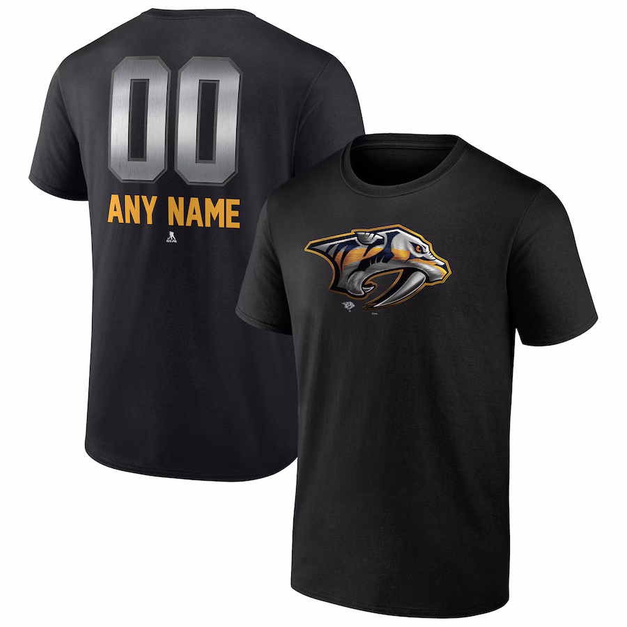 Men's Nashville Predators Black Personalized Midnight Mascot Logo T-Shirt - Jersey