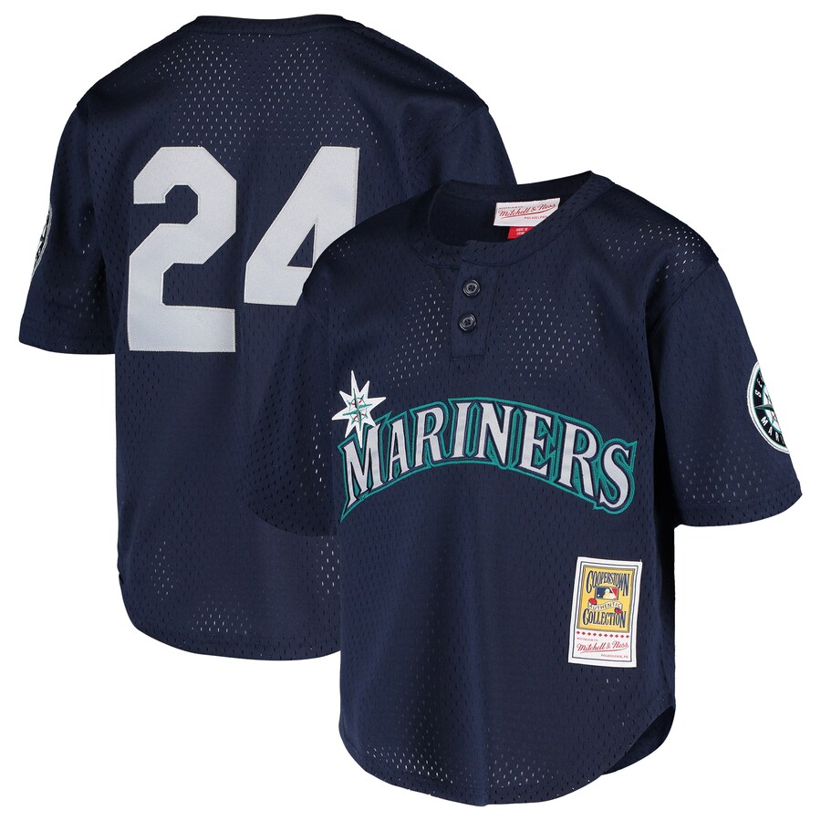 Youth Seattle Mariners Ken Griffey Jr. Mitchell & Ness Navy Cooperstown Collection Mesh Batting Practice Jersey - Jersey