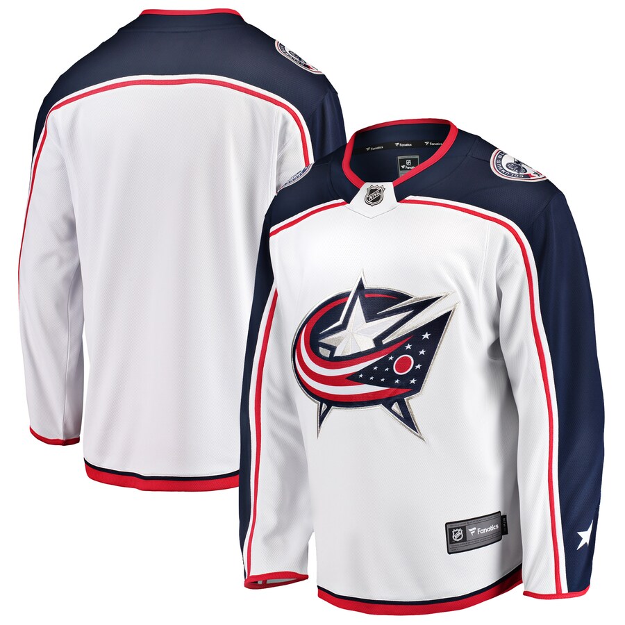 Men's Columbus Blue Jackets Fanatics Branded White Breakaway Away Jersey - Jersey