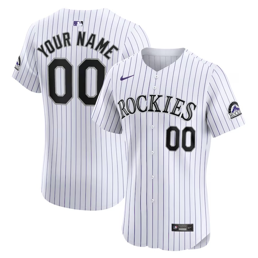 Men's Colorado Rockies Nike White Home Elite Custom Jersey - Jersey