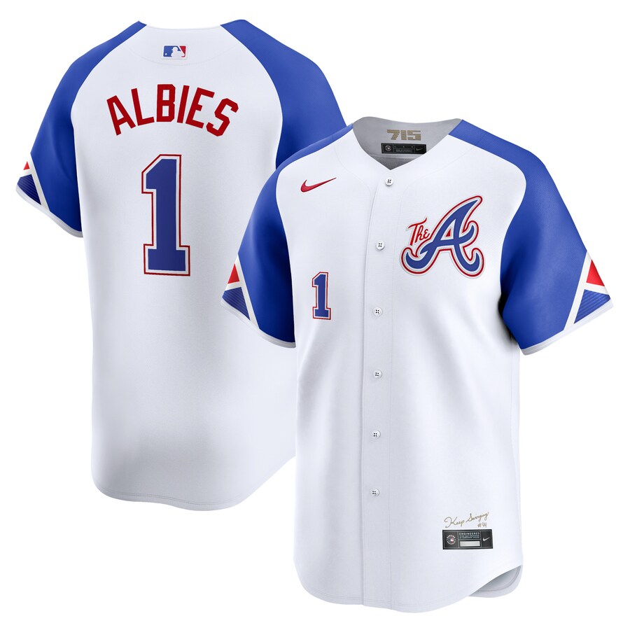 Men's Atlanta Braves Ozzie Albies Nike White City Connect Limited Player Jersey - Jersey