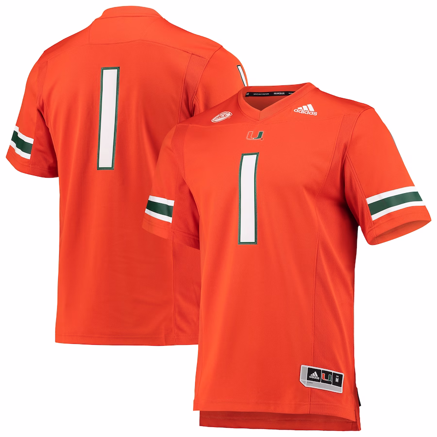 #1 Miami Hurricanes adidas Team Premier Football Jersey - Orange - Jersey