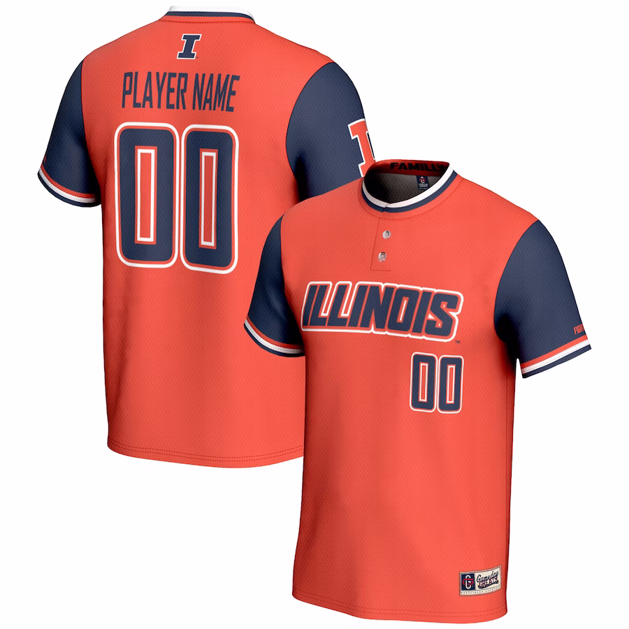 Illinois Fighting Illini GameDay Greats Youth NIL Pick-A-Player Lightweight Softball Jersey - Orange - Jersey
