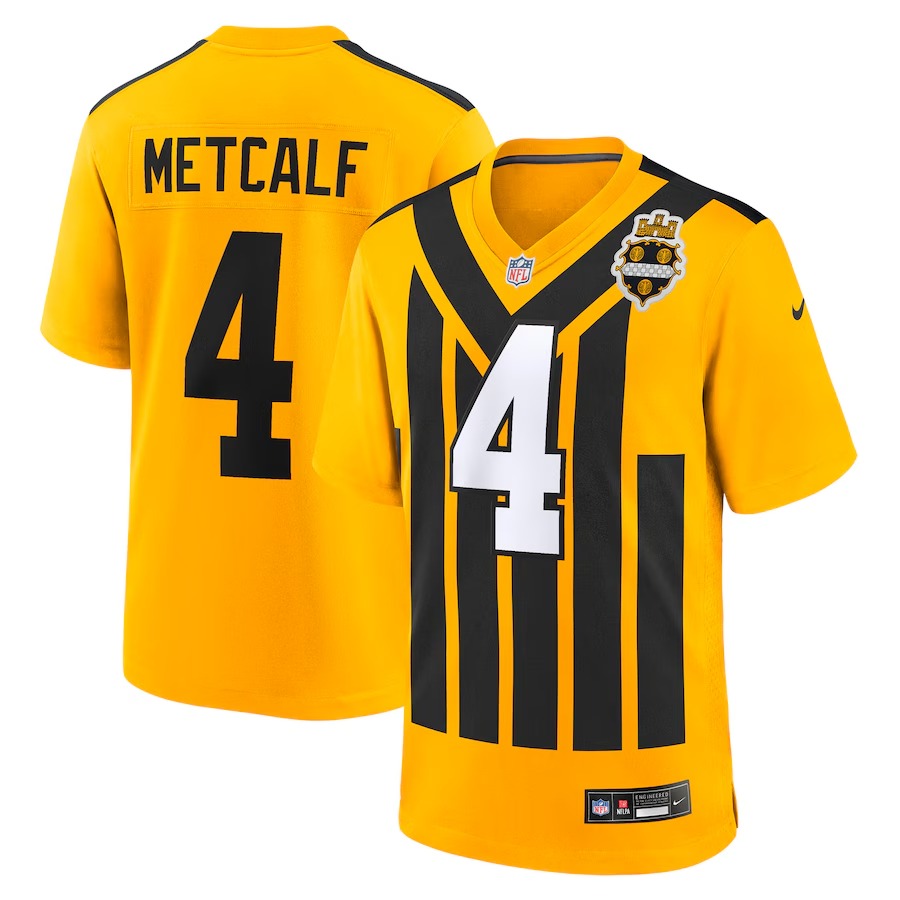 Men's Pittsburgh Steelers DK Metcalf Nike Gold Alternate 1933 Throwback Game Jersey - Jersey