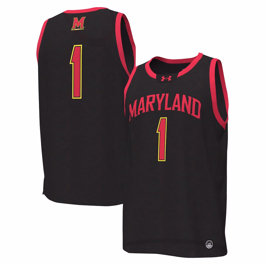 #1 Maryland Terrapins Under Armour Replica Basketball Jersey - Black - Jersey
