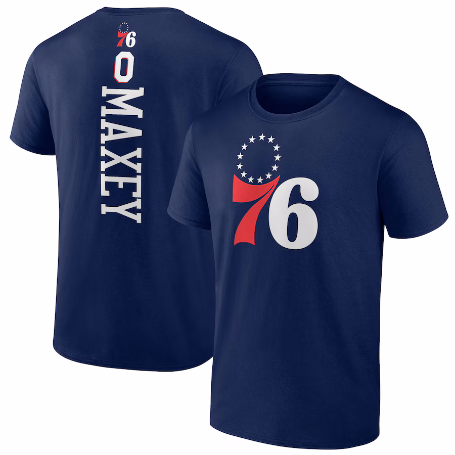 Men's Philadelphia 76ers Tyrese Maxey Navy Playmaker T-Shirt - Jersey