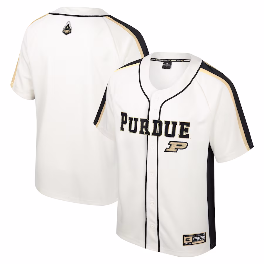 Men's Colosseum Cream Purdue Boilermakers Ruth Button-Up Baseball Jersey - Jersey