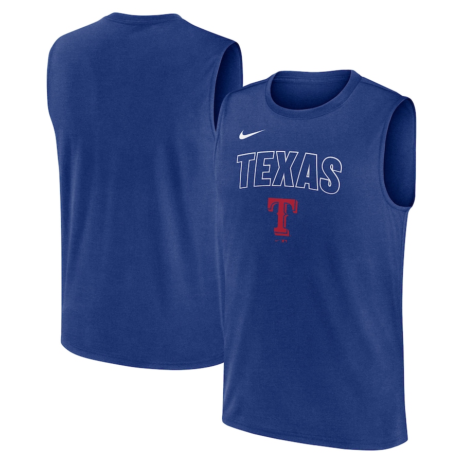Men's Texas Rangers Nike Royal Knockout Performance Muscle Tank Top - Jersey