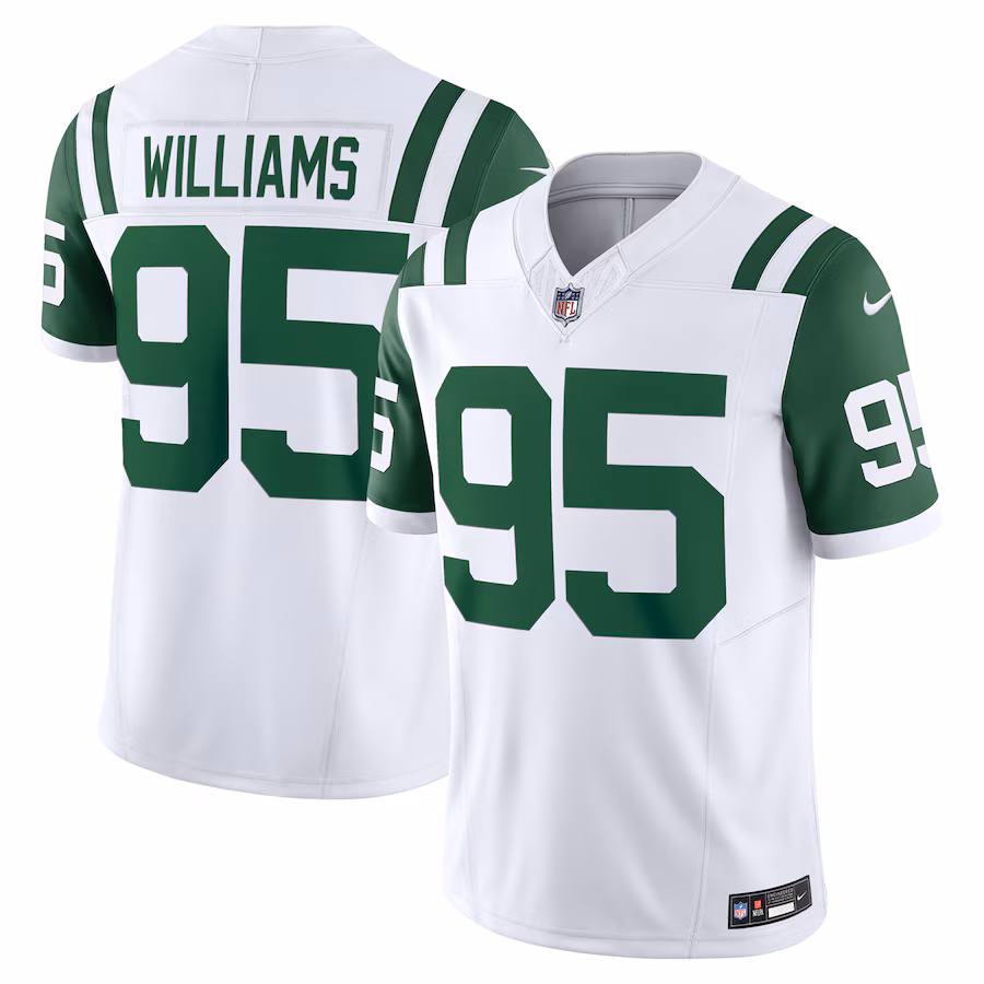 Men's New York Jets Quinnen Williams Nike White Classic Alternate Vapor F.U.S.E. Limited Jersey - Jersey
