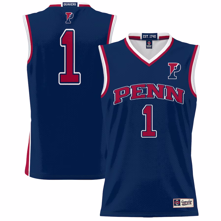#1 Pennsylvania Quakers GameDay Greats Unisex Lightweight Basketball Jersey - Navy - Jersey