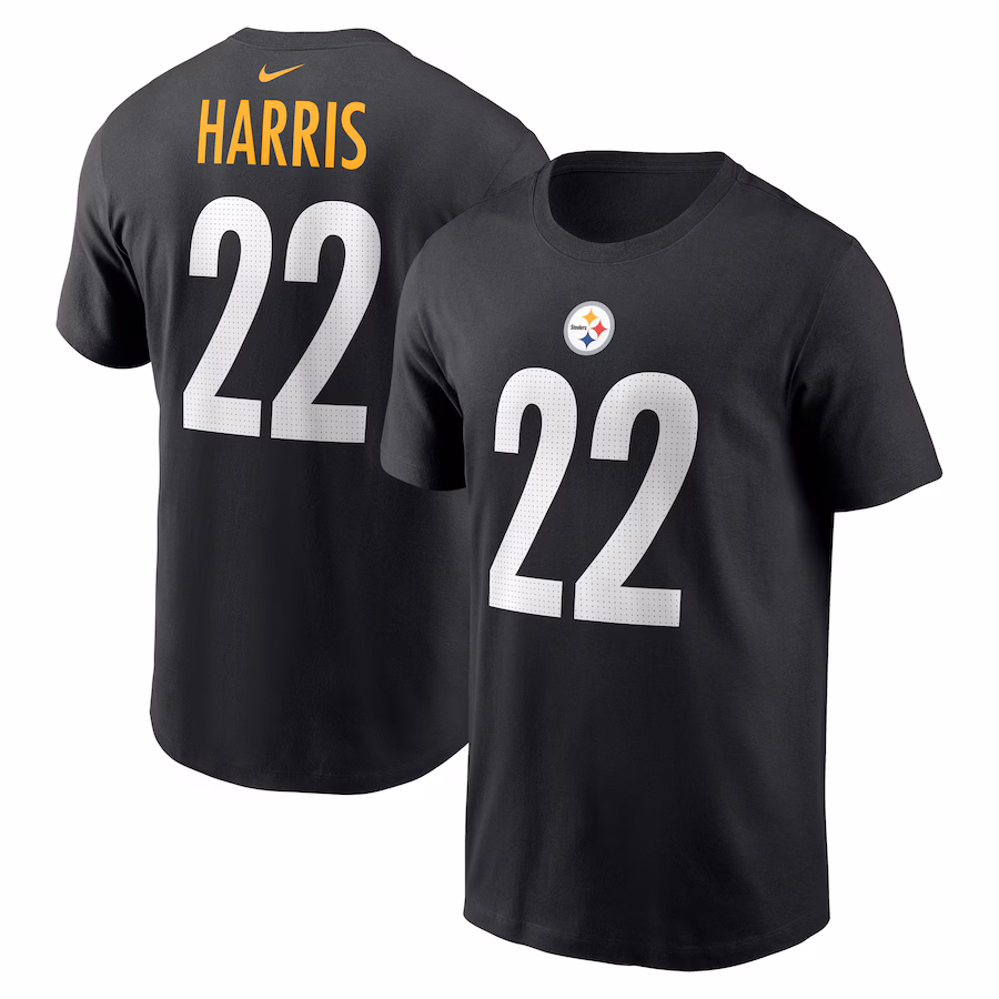 Men's Pittsburgh Steelers Najee Harris Nike Black Player Name & Number T-Shirt - Jersey