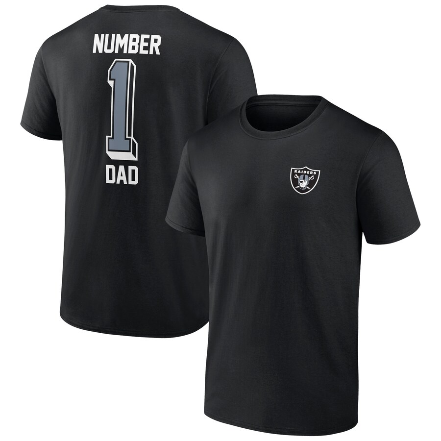 Men's Las Vegas Raiders Black Number One Dad T-Shirt - Jersey