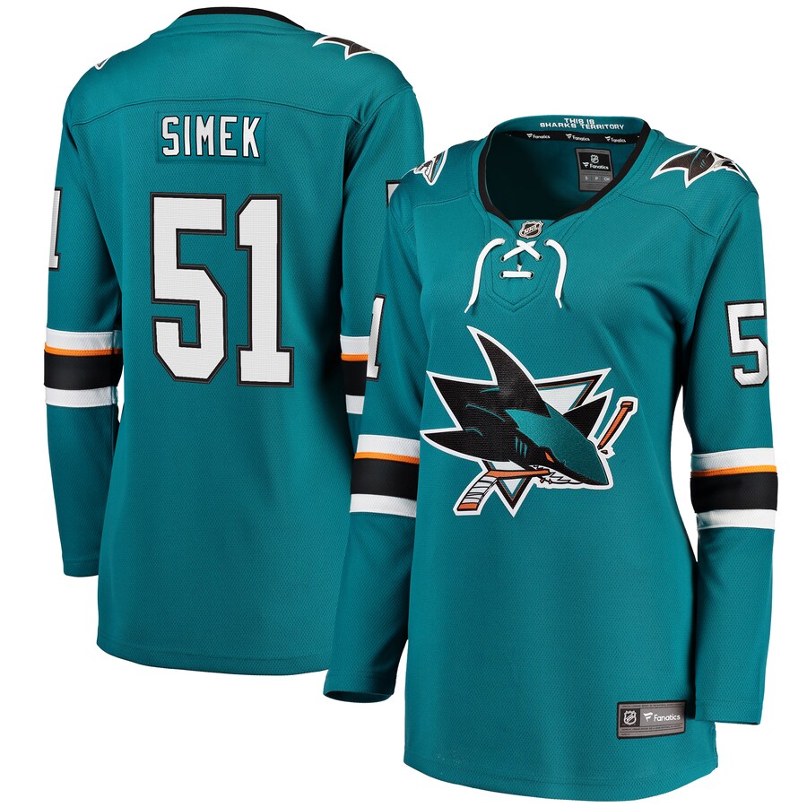 Women's San Jose Sharks Radim Simek Fanatics Branded Teal Home Breakaway Player Jersey - Jersey