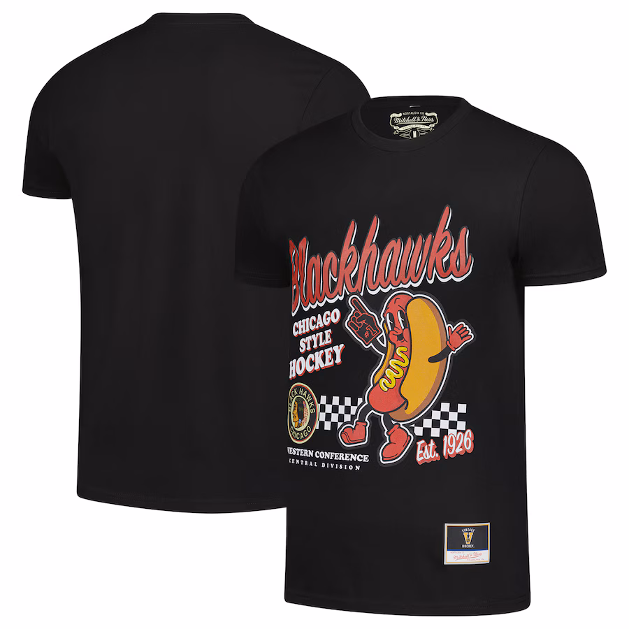 Men's Chicago Blackhawks Mitchell & Ness Black Local Food T-Shirt - Jersey