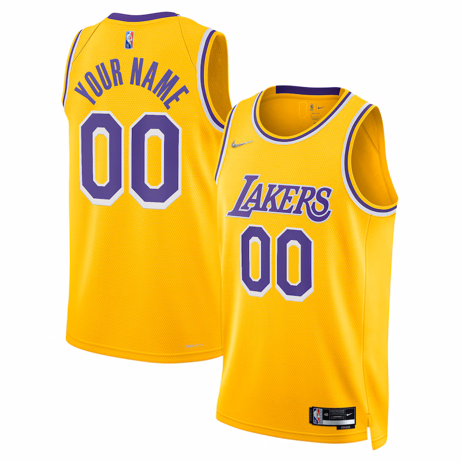 Men's Los Angeles Lakers Nike Gold 2021/22 Diamond Swingman Custom Jersey - Icon Edition - Jersey