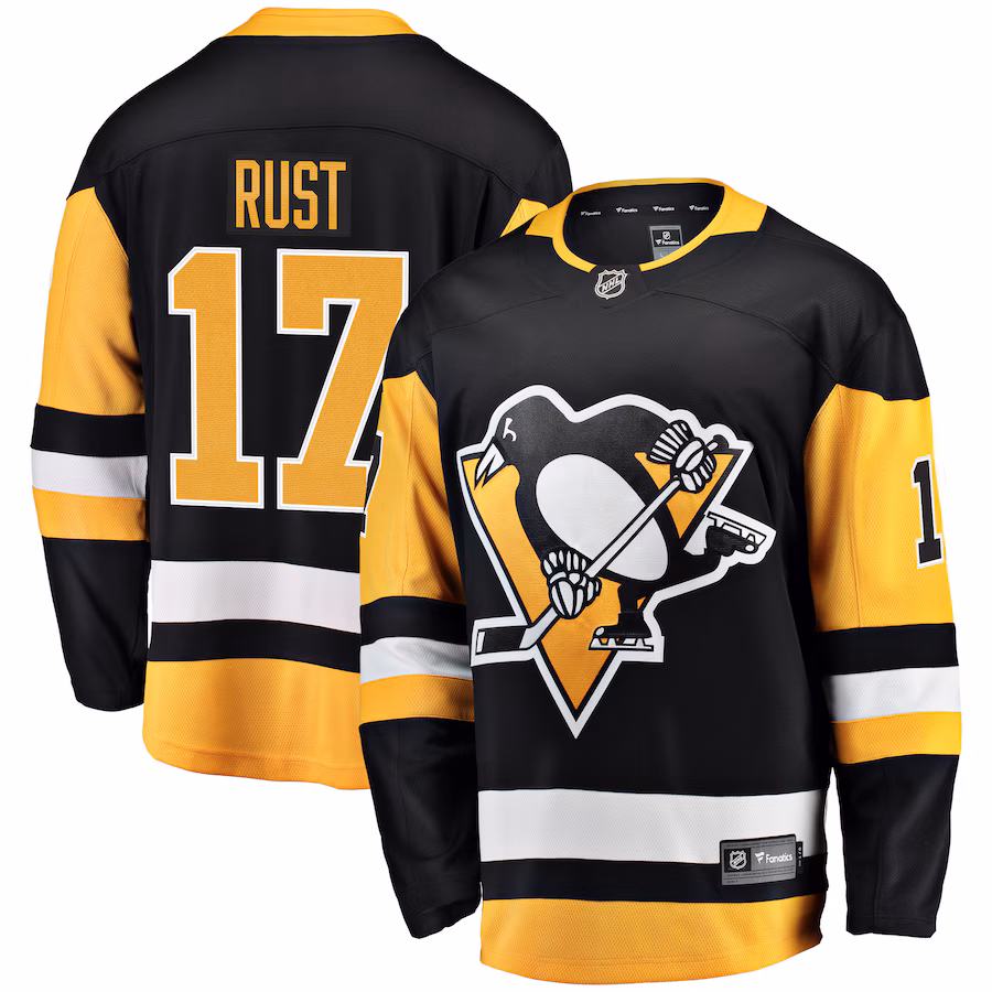 Men's Pittsburgh Penguins Bryan Rust Fanatics Black Home Breakaway Player Jersey - Jersey