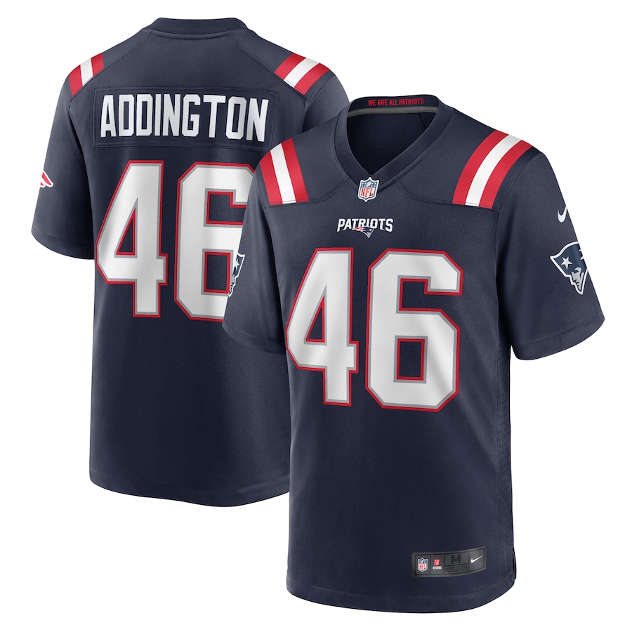 Men's New England Patriots Tucker Addington Nike Navy Home Game Player Jersey - Jersey